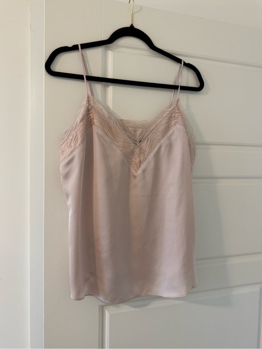 Express Silky Lace Trim Cami Tank - Blush Pink
